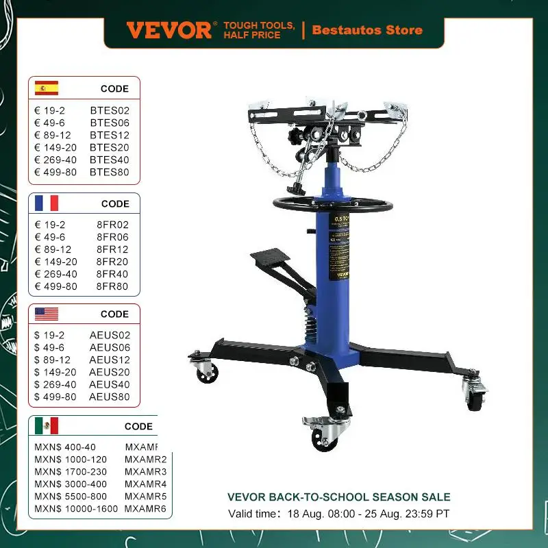 VEVORCarLiftJackHydraulicTelescopicTransmissionJackFloorJack