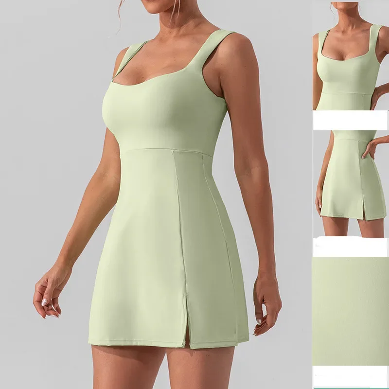 Tennis Skirt Women Golf Skirt Dress strap solid Quick Dry Soft Nylon Fitness Sleeveless Badminton Sports Dresses Gym Sportswear women dress,sports clothing