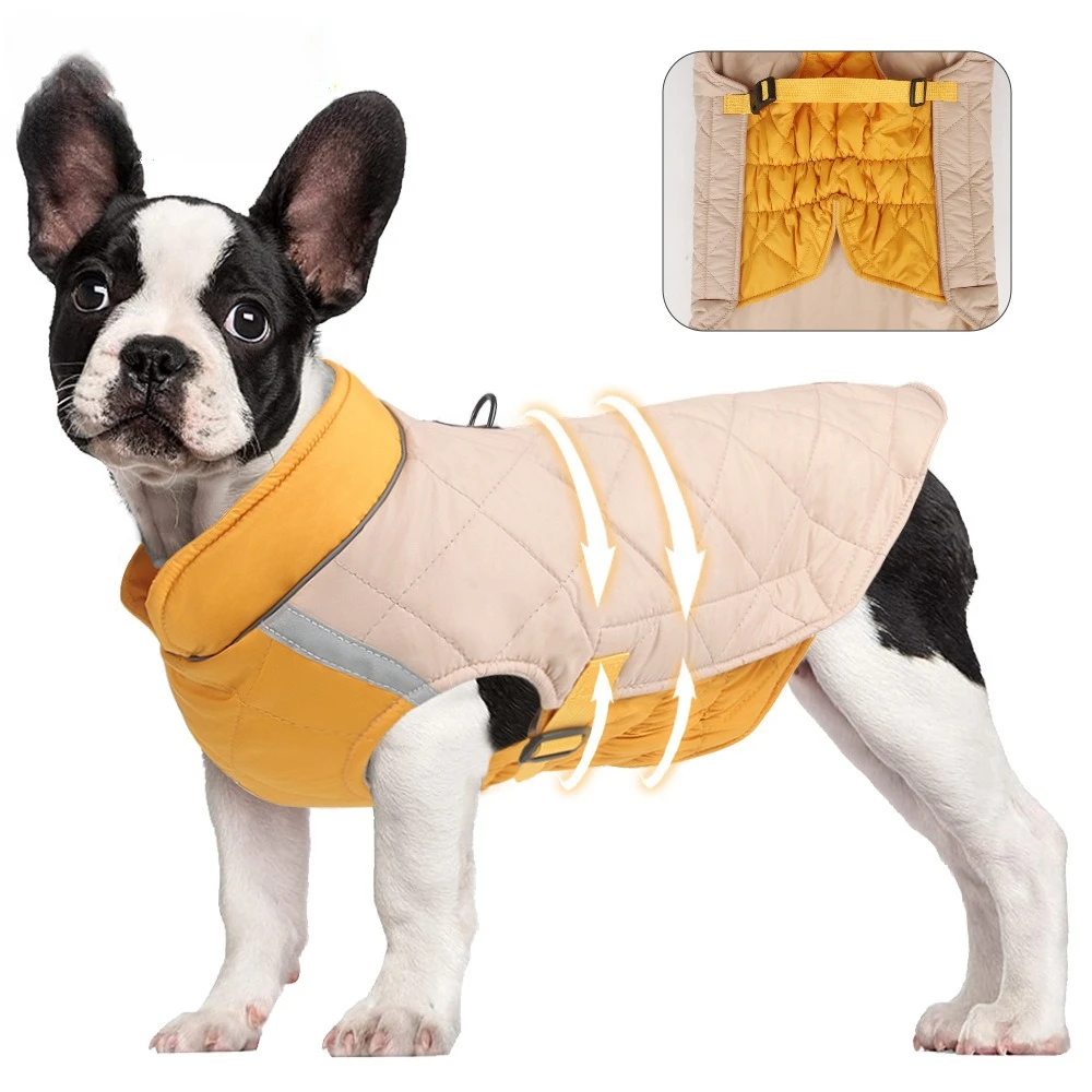 New Winter Pet Dog Clothing Thick Anti Cold Dog Clothing Reflective Cotton Winter Long Back Protection Anti Cold Clothing
