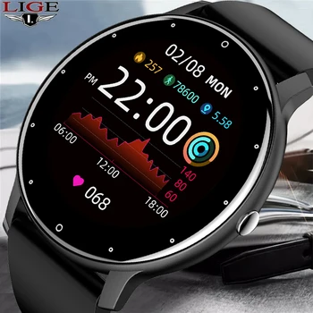 LIGE-Reloj inteligente para hombre, accesorio de pulsera resistente al agua, IP67, pantalla completamente táctil, Bluetooth, compatible con Android e iOS, incluye caja, 2021 1