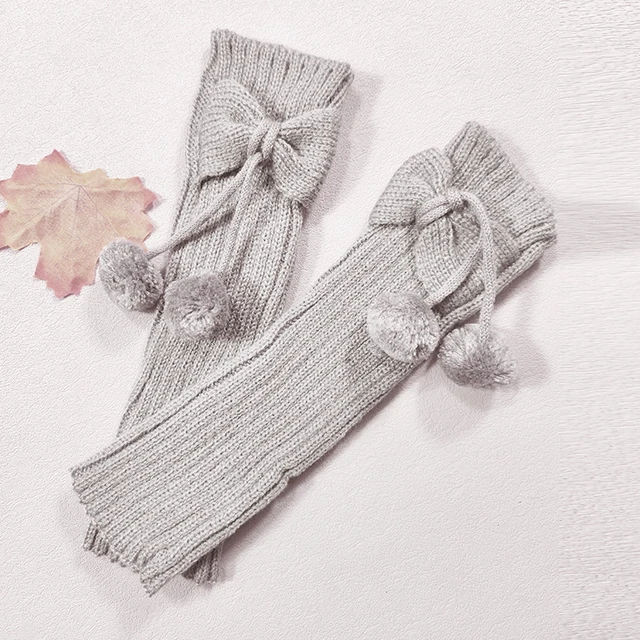 Popular Autumn Girls's Butterfly Knot Ball Sock Cover Knitted Wool Boot Cover Leg Guard Cover Winter Leg Warmers Women 4