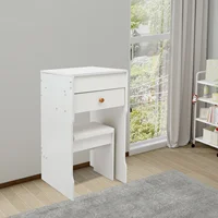 40*37cm Vanity Table with Mirror, Compact Makeup Vanity with Storage Compartments and Stool, Dressing Table for Bedroom White 5