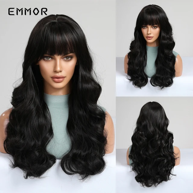 Long Black Wavy Wigs for Women Side Part Wig Natural Looking Synthetic Heat  Resistant Fiber Wigs Hair for Daily Party Use - AliExpress