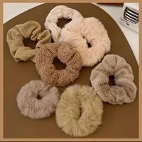 7 Pcs Trendy Fuzzy Hair Scrunchies Soft Knit Hair Elastic Band For Women Party Daily Hair Accessories Cute Hair Styling 1