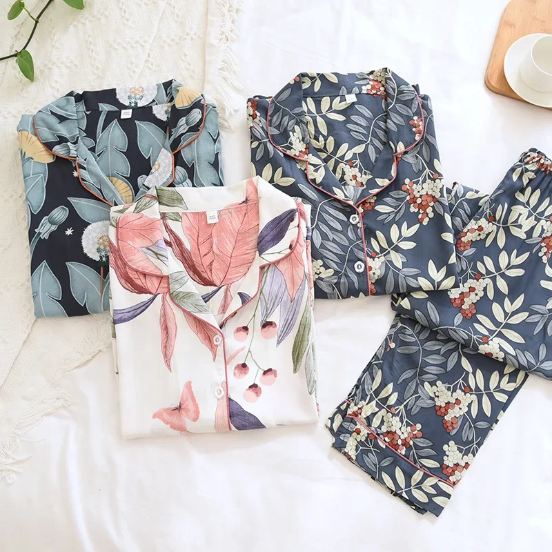 Spring / Summer New 100% viscose long-sleeved trousers ladies pajamas suit 3XL plus size long Sleepwear women\'s home Nightwear