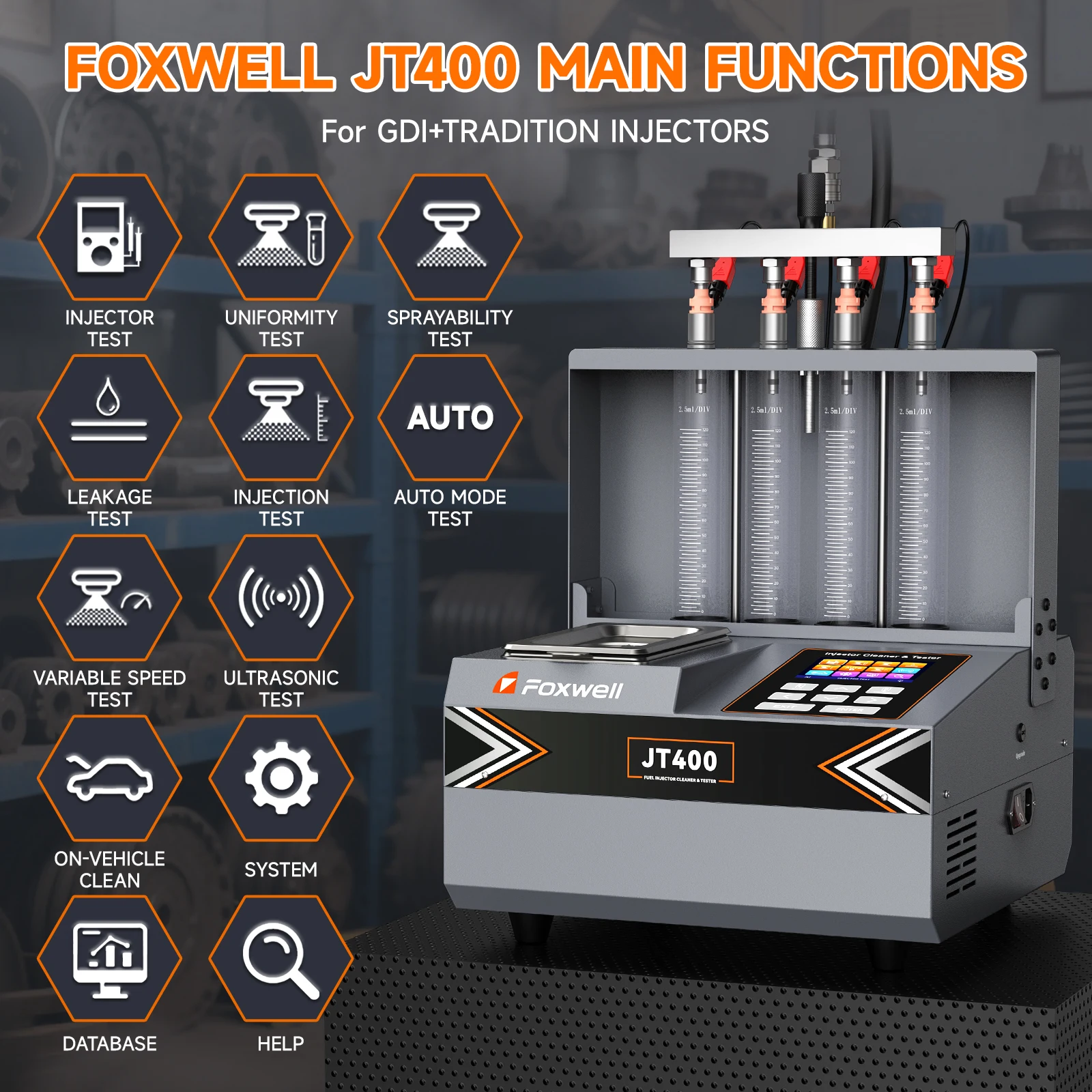 Foxwell JT400 Injector Test Display