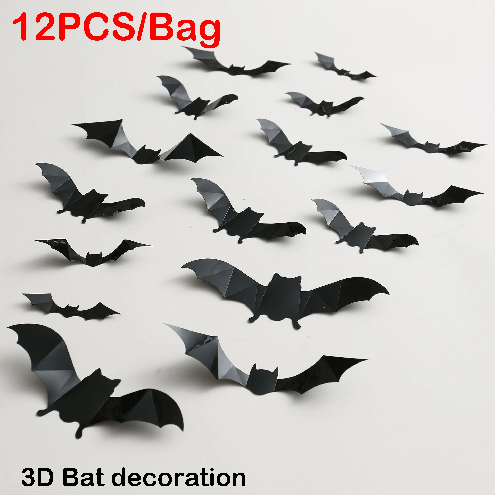 

12/16/48pcs Bat Wall Stickers 3D Black Bat Decoration Halloween Ghost Festival Party Scene Layout Horror Horror Props