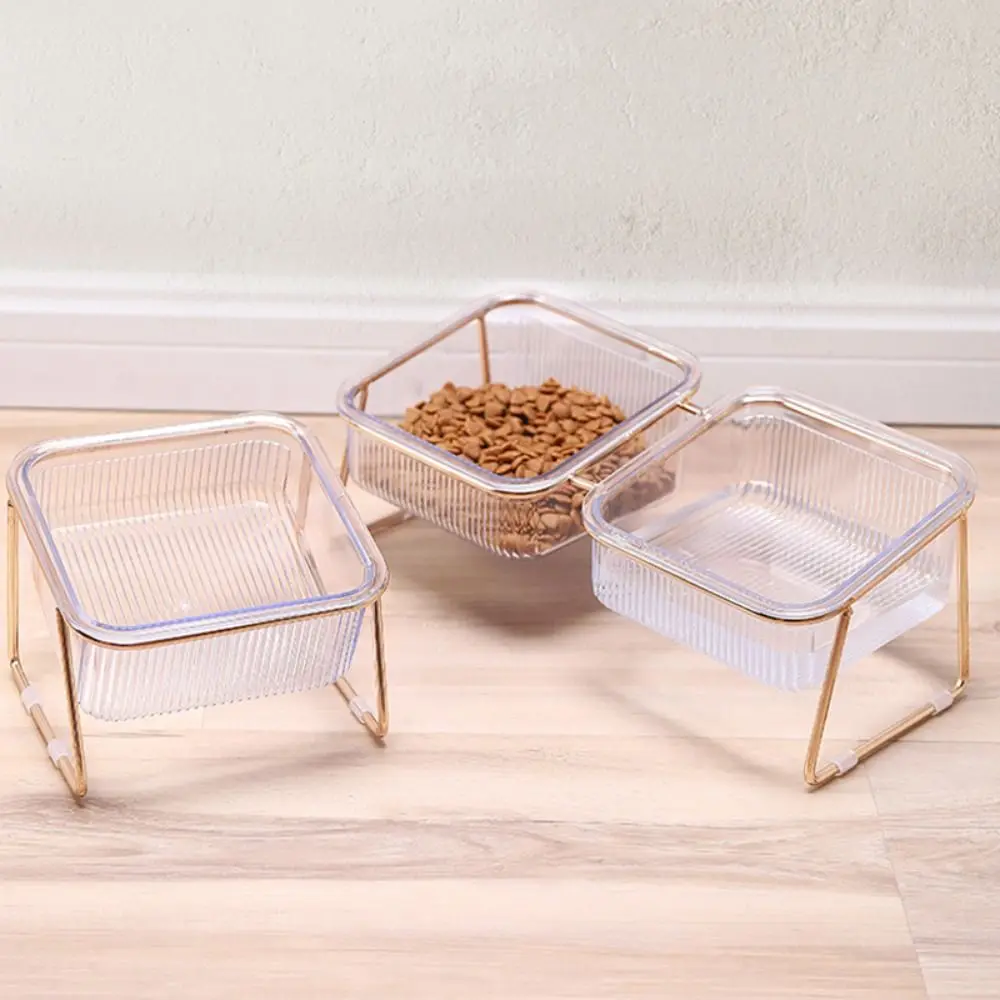 

Аксессуары для домашних животных с защитой шейного отдела позвоночника, прозрачная акриловая + Железная чаша для кормления, двойная чаша, чаша для кошки