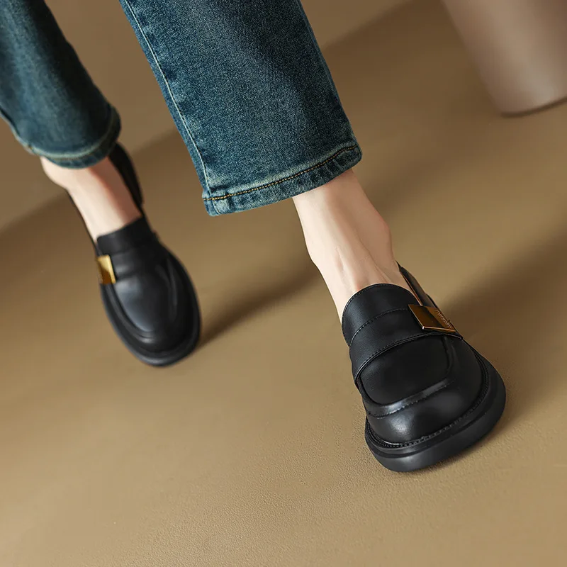 New Spring Women Loafers Microfiber Leather Shoes Chunky Heel Shoes for Woman Casual Low Heel Ladies Pumps Fashion Lace-up Shoes