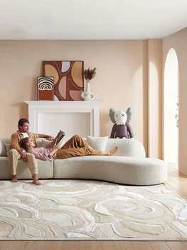Light Luxury Cowhide Carpet for Living Room Natural Cow Skin Flower Floor Mat Modern Handmade Cow Hide Bedroom Carpet Nordic Rug