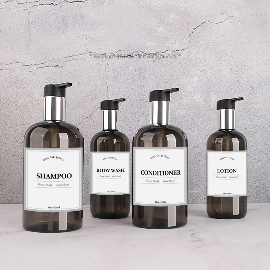 Shower Soap Dispenser Bottle Shampoo Conditioner Body Wash Dispenser Set Hand Dish Soap Bottles for Kitchen Waterproof Labels Soap Dispenser Shampoo Dispenser Soap Dispenser Bottle