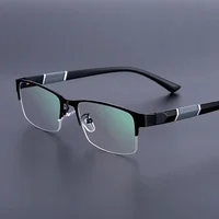 Lunettes de myopie d'affaires pour hommes unisexe classique demi-monture lunettes de Prescription rétro moins dioptrie lunettes myopes 0 à-4.0 2