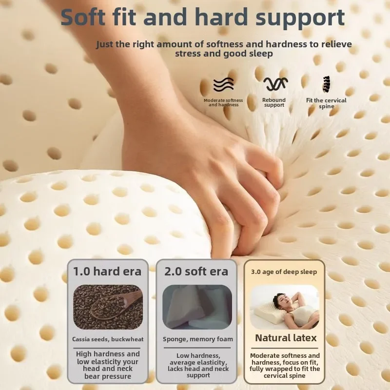 Single Person Natural Latex Pillow with High and Low Wave for Adults and Students in Dormitories with Neck Support and Anti-mite 4