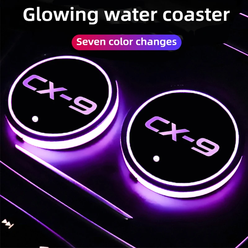 Sottobicchiere D'Acqua Intelligente Luminoso Per Auto Per Mazda Cx-9 Usb Power Atmosphere Light Portabevande Antiscivolo Decorazione Tazza Slot Mat