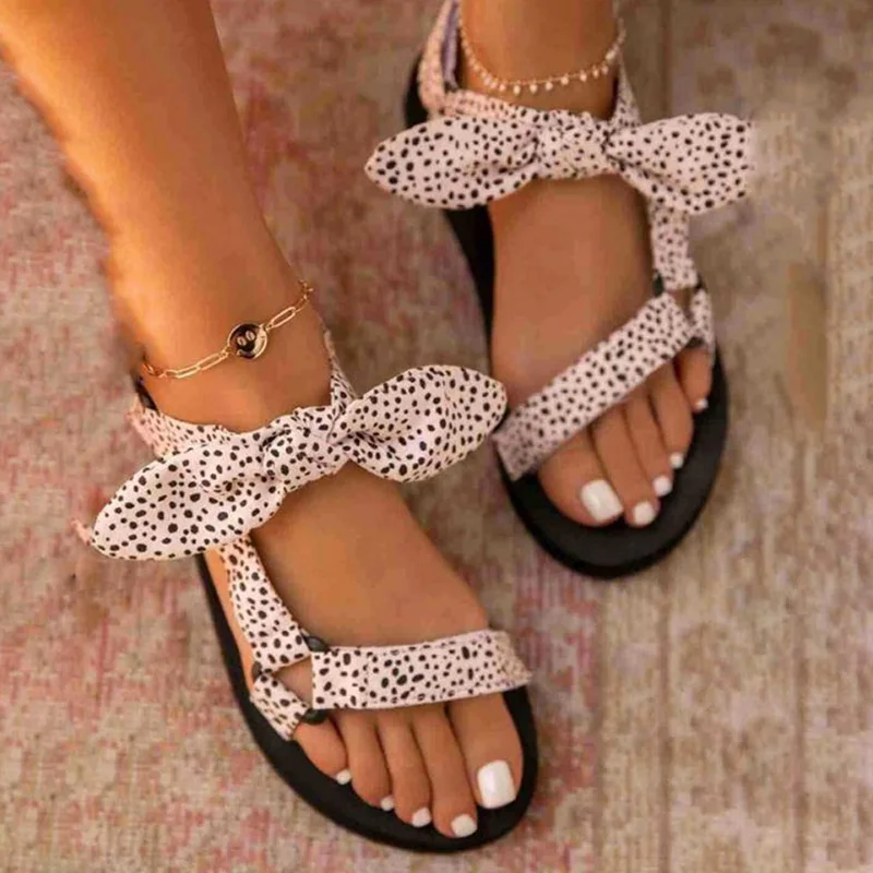 

QIWN 2023 Sandals Color Flat Casual Lace m2 Up Bow Shoes for Ladies Fashion