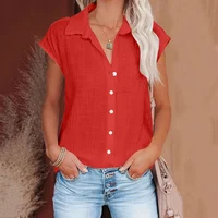 Cotton Linen Shirt Ladies Tops Tee Casual Thin Loose Woman T Shirt Summer Short Sleeve Solid T-Shirts Women Clothing Blusas - Image 6