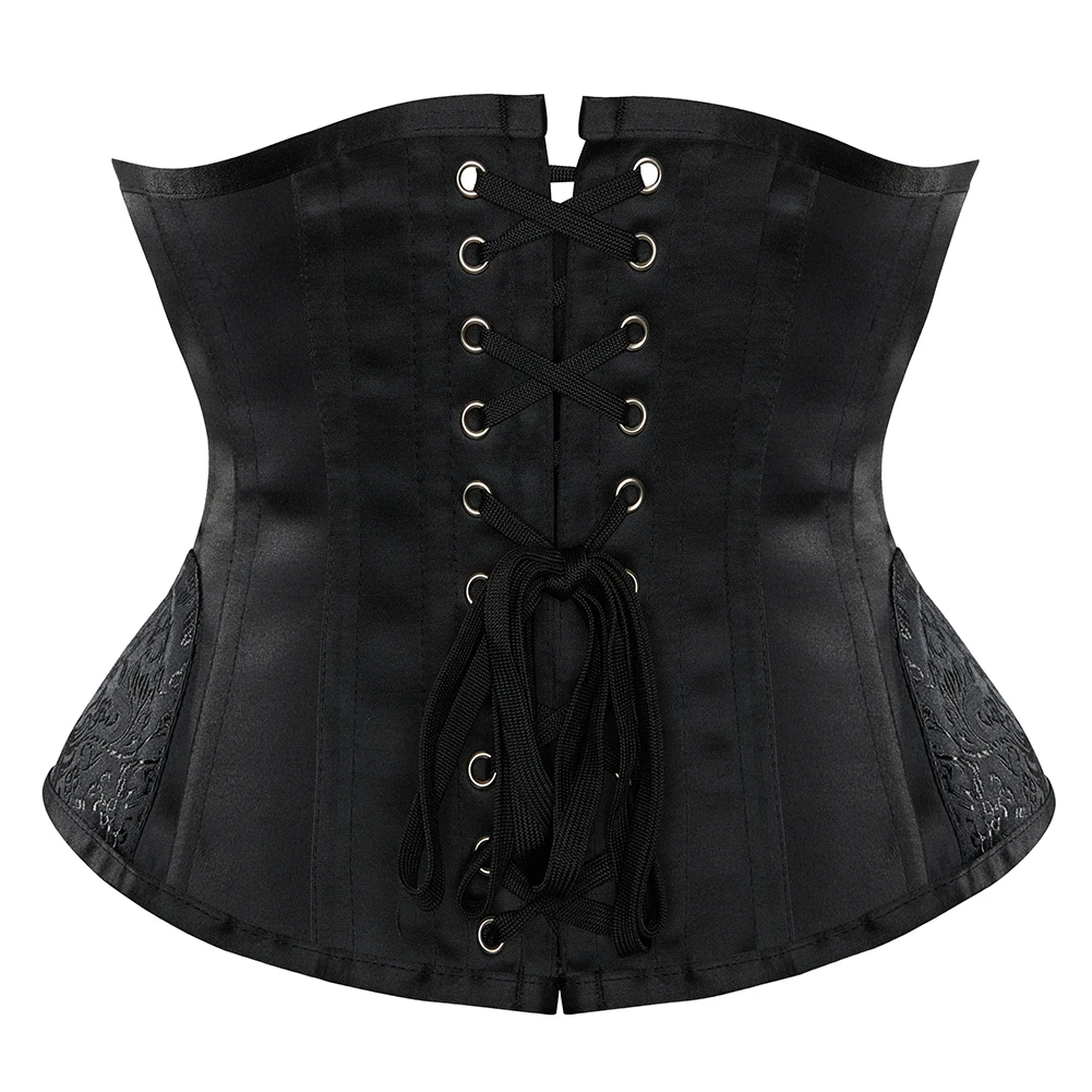 Vintage Underbust Corset Women 14 Steel Boned Waist Cincher Curved Hem Bustiers Corselet