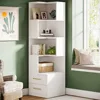 5-Tier Corner Bookshelf with 2 Drawers, 66.9-Inch Tall Corner Bookcase Shelf, Modern Simple Corner Storage Cabinet 4