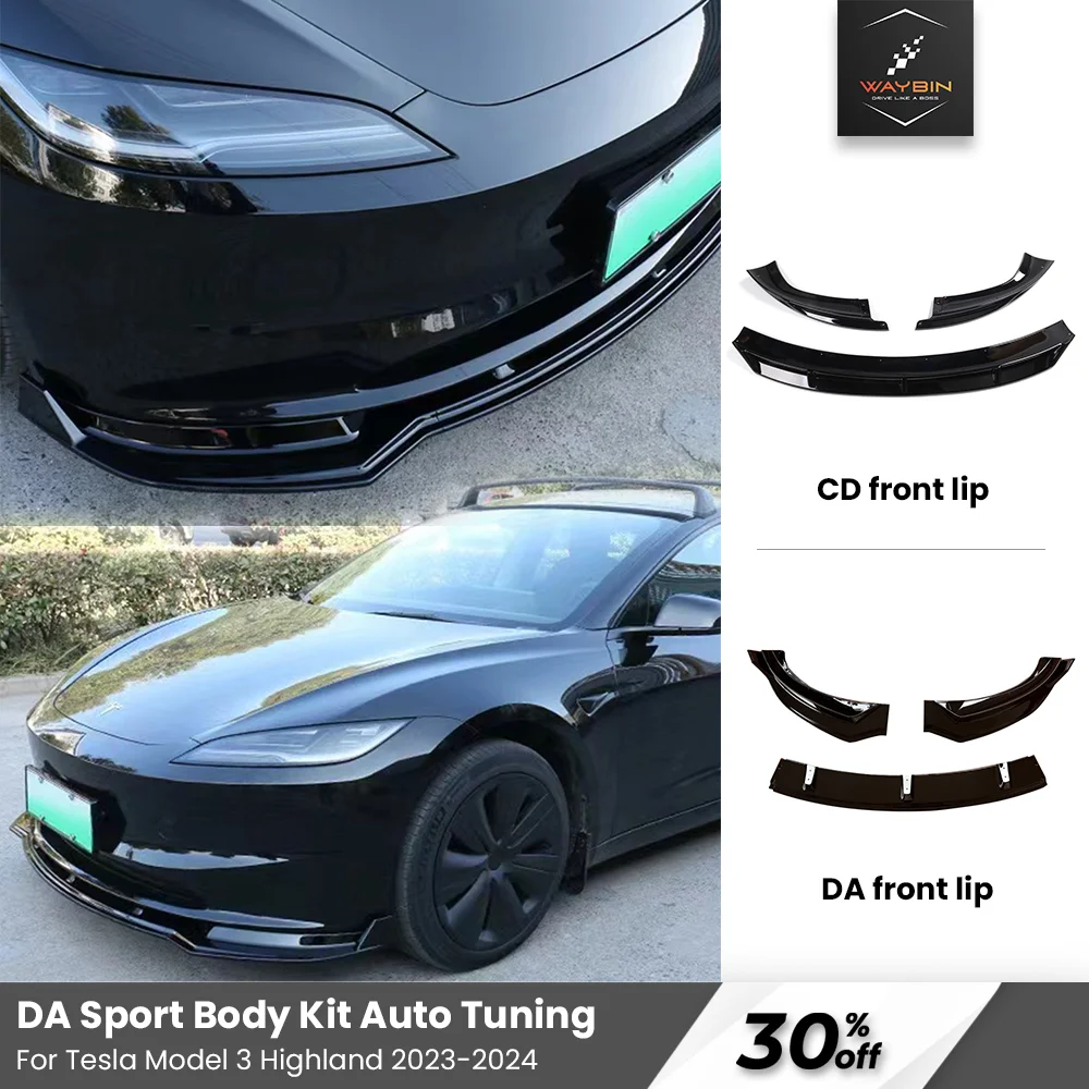 

CD Style Tesla 2024 Model 3 Highland Front Bumper Lip Guard Carbon Fiber Body Kit Glossy Black Model 3+ Tuning 2023 Accessories