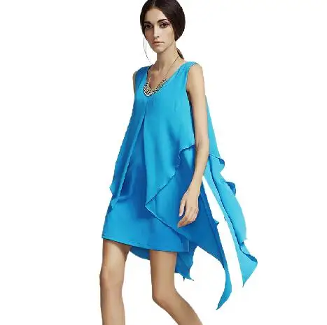 

2024 Summer Asymmetric dovetail casual dress,girl tropical chiffon dress,vestidos femininos roupas femininas