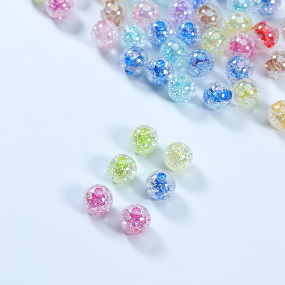 100pcs Colorful Reflective Acrylic Beads – 10mm Round Beads For DIY Jewelry Making - View #2