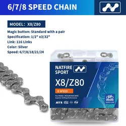 Enhanced Silver Electroplated Bicycle Chain - 116 Links for Versatile Speed Options (Silver 6 7 8 Speed)