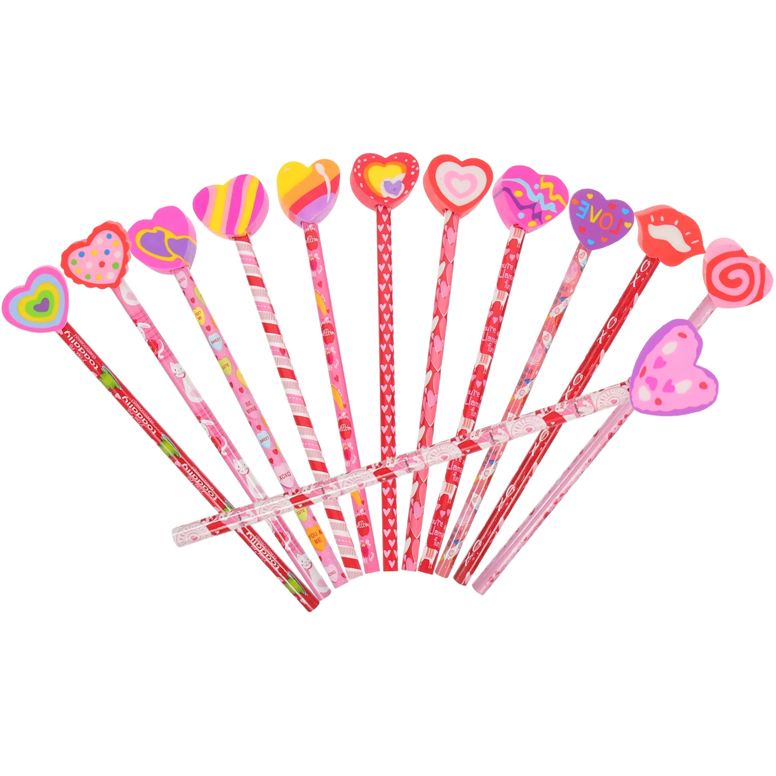 

12Pcs Cartoon Pencils Valentines Day Elements Pencils Funny Kids Pencils Wooden Toddlers Pencils