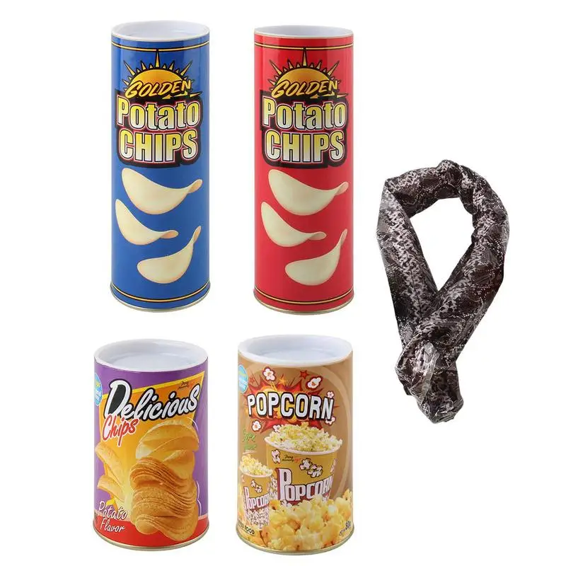 

Spoof Bouncing Snake Whole Person Startled Tricky Potato Chip Bucket Snake Toy April Fool Day Halloween Party Jokes In A Can Gag