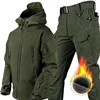 Winter Waterproof Tactical Jackets Sets Men Outdoor Soft Shell Hiking Hunting Jacket Suit Fleece Cargo Pant Tracksuits 2
