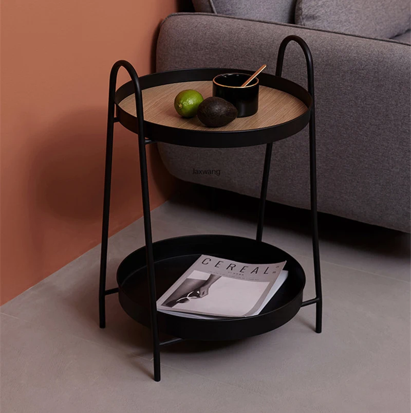 

Nordic Coffee Table Solid Wood Dkring Tables Creative Round Side Simple Living Room Apartment Sofa Round Iron Desk Storage Decor