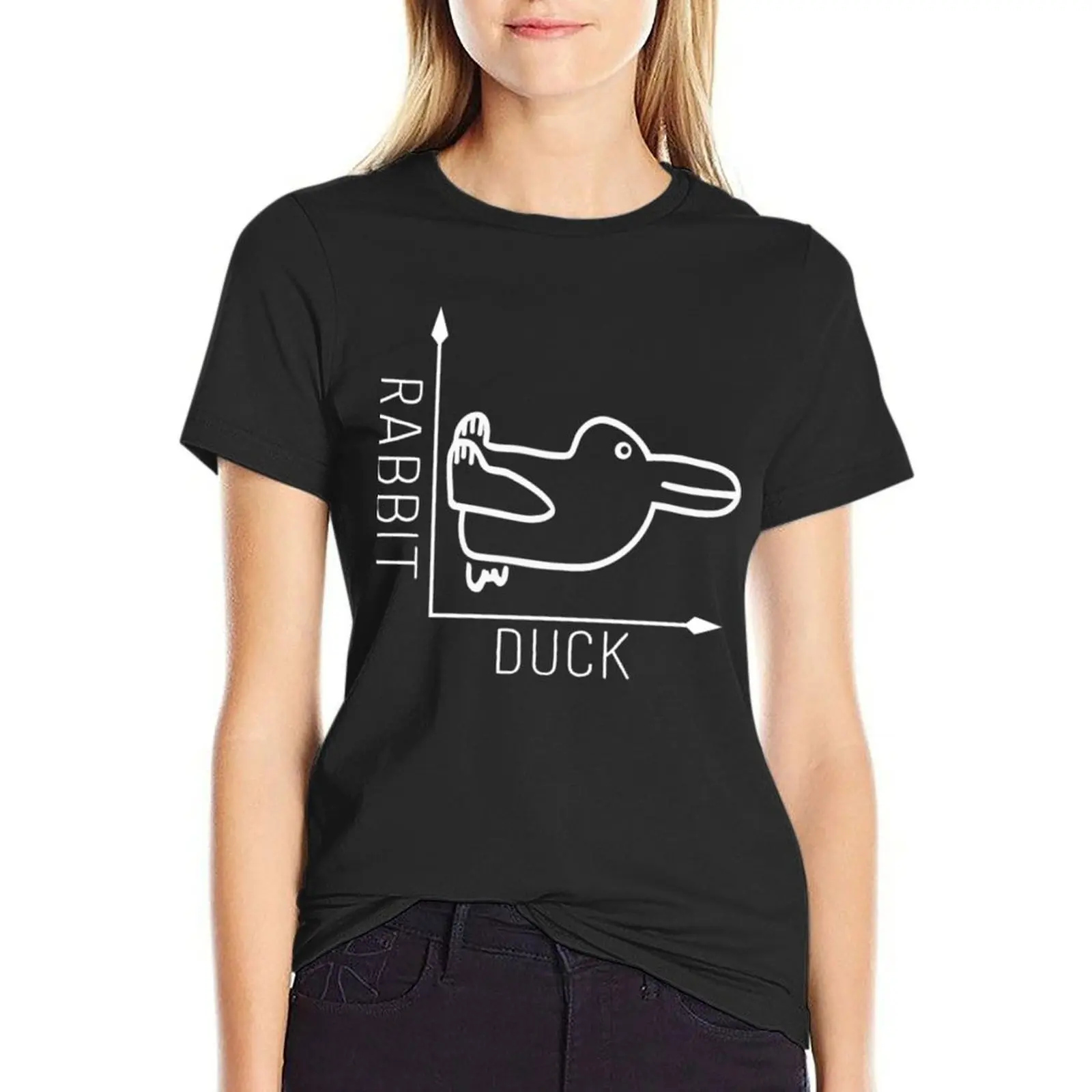 

Wittgenstein Rabbit Duck Illusion T-shirt korean fashion plus size tops summer clothes Women clothing