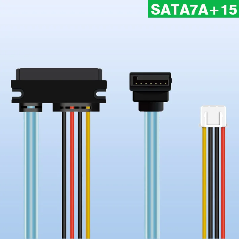 SATA 7+15 To SATA 7pin Data Power Cable Integrated Line Small 4pin Reverse Bend PH2.0/XH2.54/VH3.96 40cm sata 2 0 ii sata2 2gb s ssd hard drive data direct cable right angle sata cable 7pin to 7pin