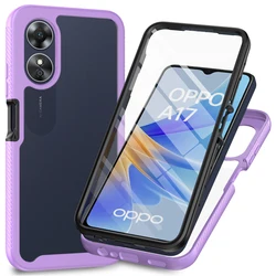 Shockproof Clear Protective Cover with Built - in Screen Protector and TPU Bumper for OPPO A17 4G (Purple)