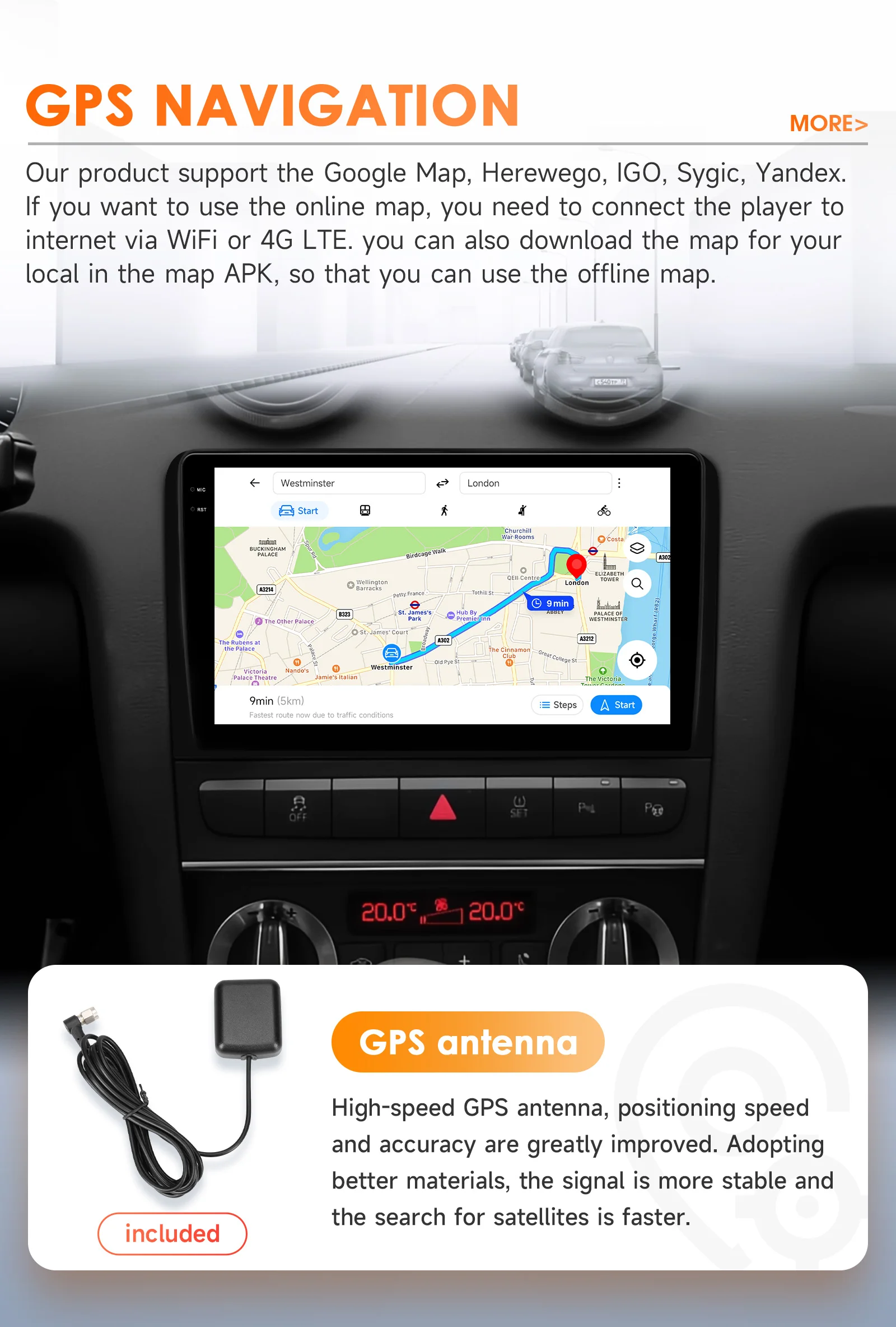 Hizpo 9 Inch Car Radio 2 Din Android 14 Stereo With Screen For