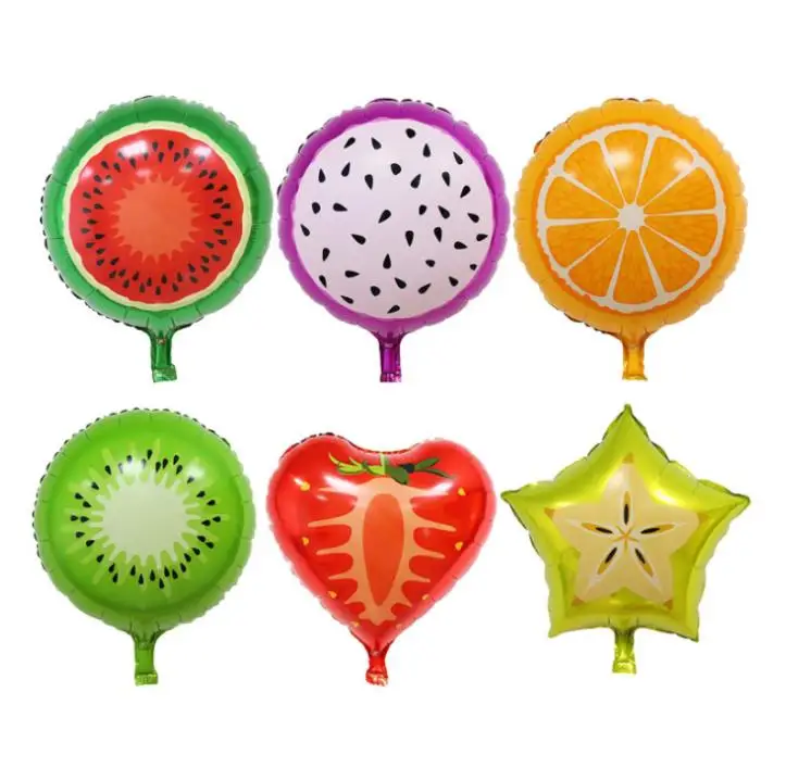 

18 Inch Fruit Balloon Birthday Party Decor Balloon Pitaya/Orange/Kiwi/Carambola/Watermelon/Strawberry Shaped Foil Balloons SN