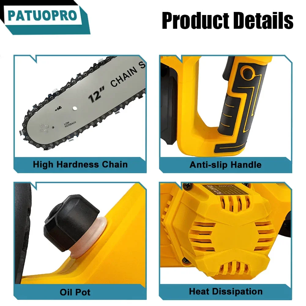 12Inch Brushless Electric Chain Saw 3800RPM Portable Chainsaw Rechargeable Cordless Graden Pruning Tools For Makita 18V Battery 2