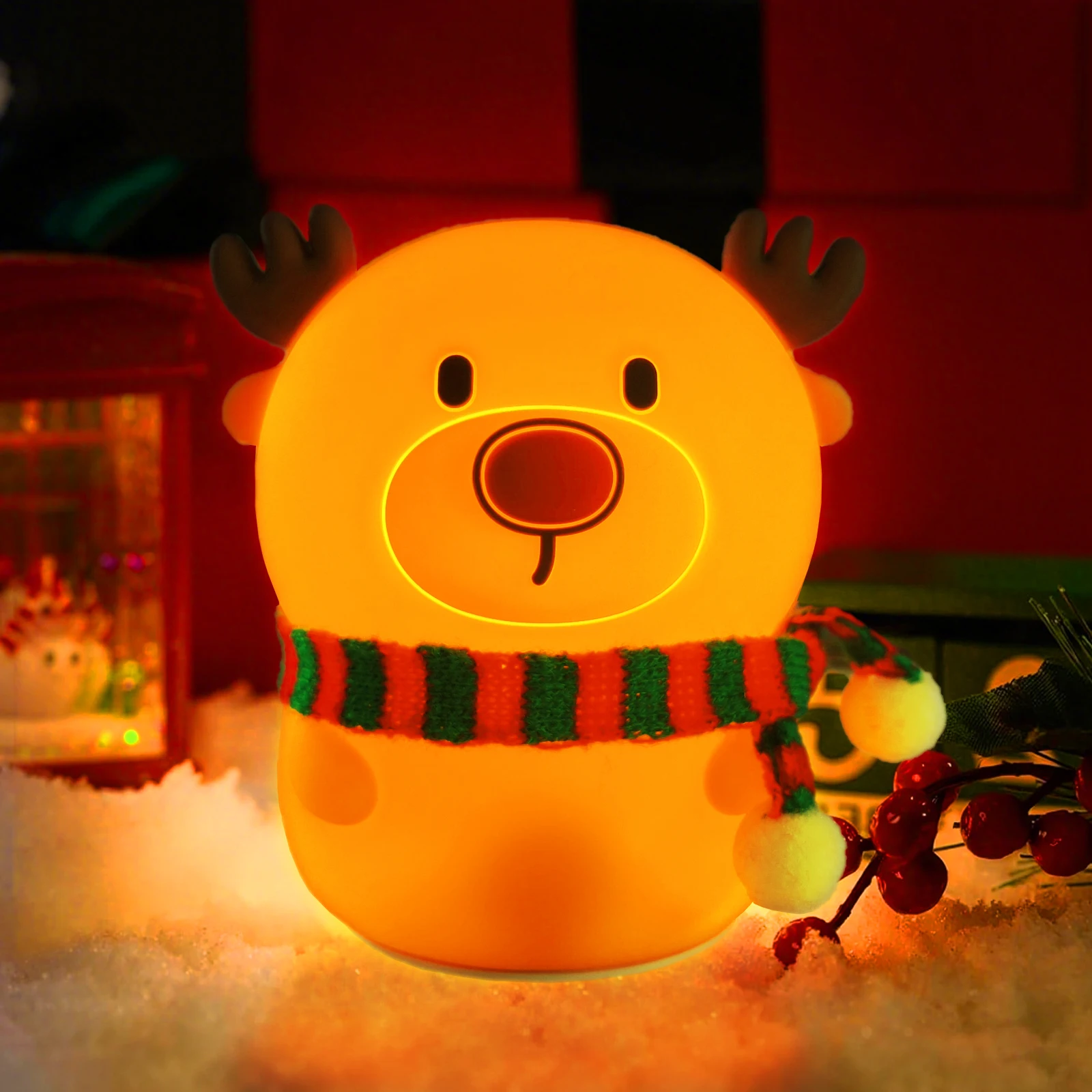 Novelty Animal Silicone Night Light Fox Rabbit Nursery Nightlight Rechargeable Timing Touch Sensor Bedside Table Lamp For Room