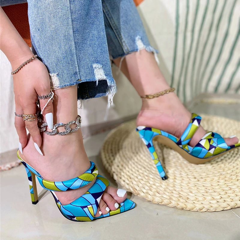 Kcenid Sexy Pointed Toe High Heels Slippers Summer Thin Heels Fashion Women Sandals Ladies Club Stripper Slides Shoes Woman