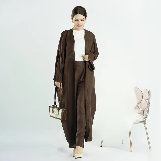  - Two Piece Muslim Sets Women Abaya Pant Suits Ramadan Jilbab Abayas Khimar Kaftan Islam Clothing Turkey Robe Femme Musulmane 2023