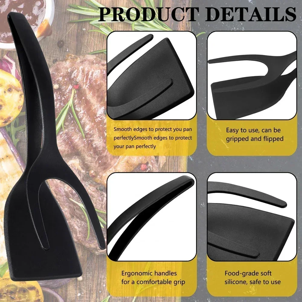 Steak Spatula Dual-Function Nylon Steak Spatula and Clip Frying Food Handling Egg Cooking Grilled Bread Flipping