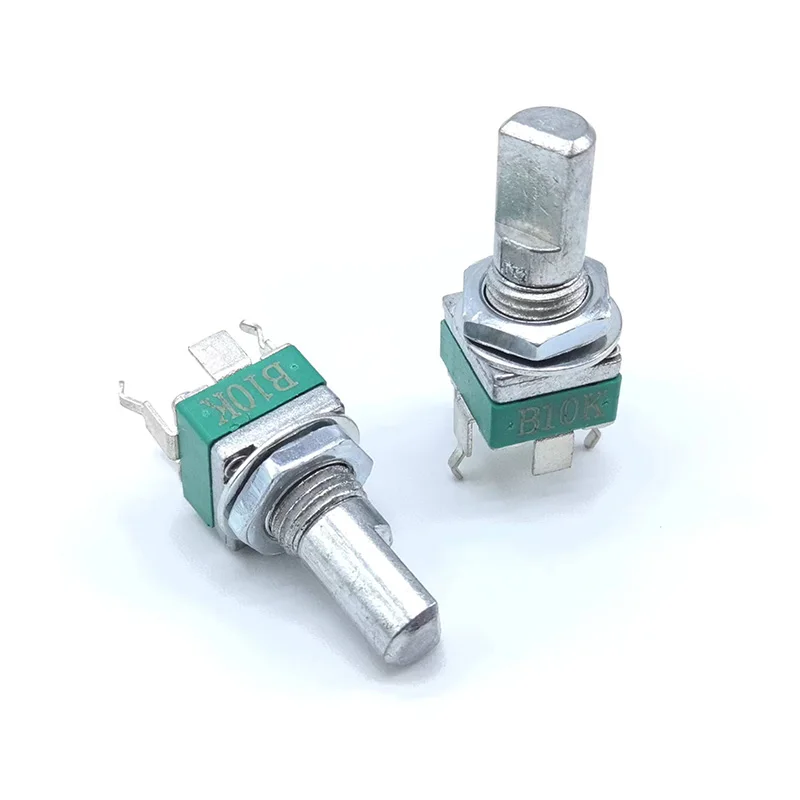 2 pcs R097 Precision Potentiometer Vertical bent foot single channel B10K Half shaft 15mm multiturn potentiometer rotary potentiometer adjustable resistor