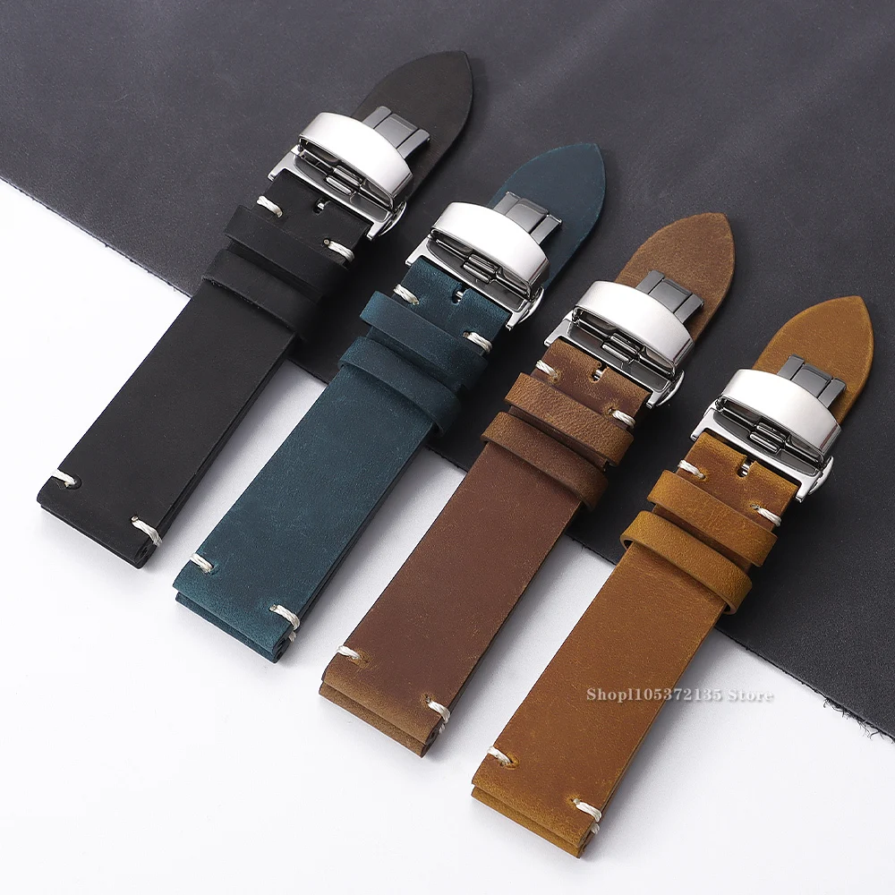 Premium Cowhide Leather Watch Strap - Universal Smartwatch Wristband