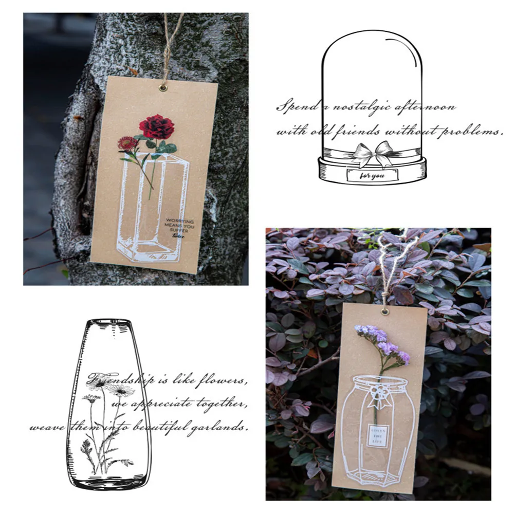 Bookmarks Stationery Supplies 20pcs Transparent Dried Flower Decorative Stickers Scrapbook