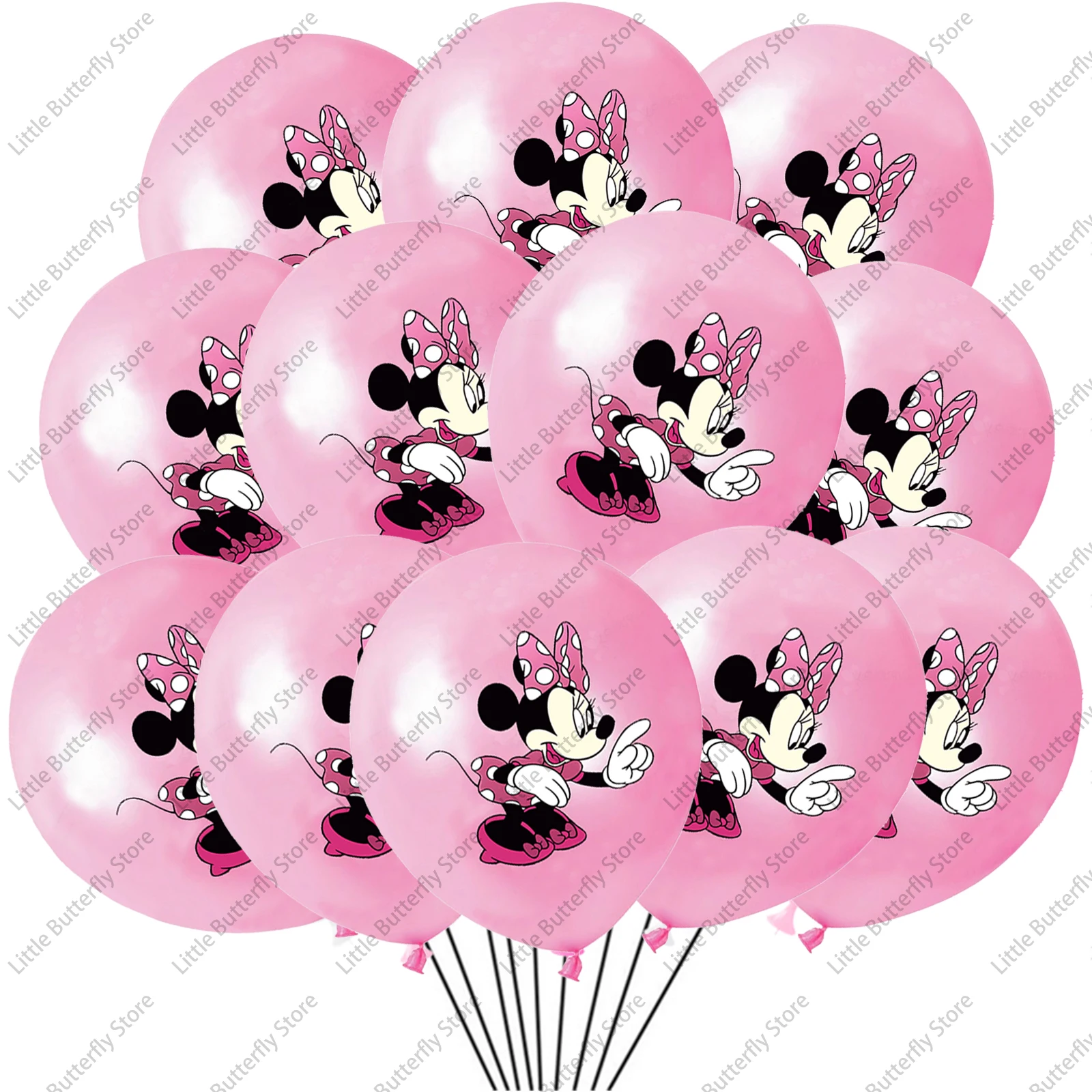 thumbnail image 1 of Globos de látex de Minnie Mouse de 12 pulgadas, 10, 20 y 30 unidades, suministros para fiestas, globos de Minnie rosa para decoración de fiestas de cumpleaños, 1 of 5