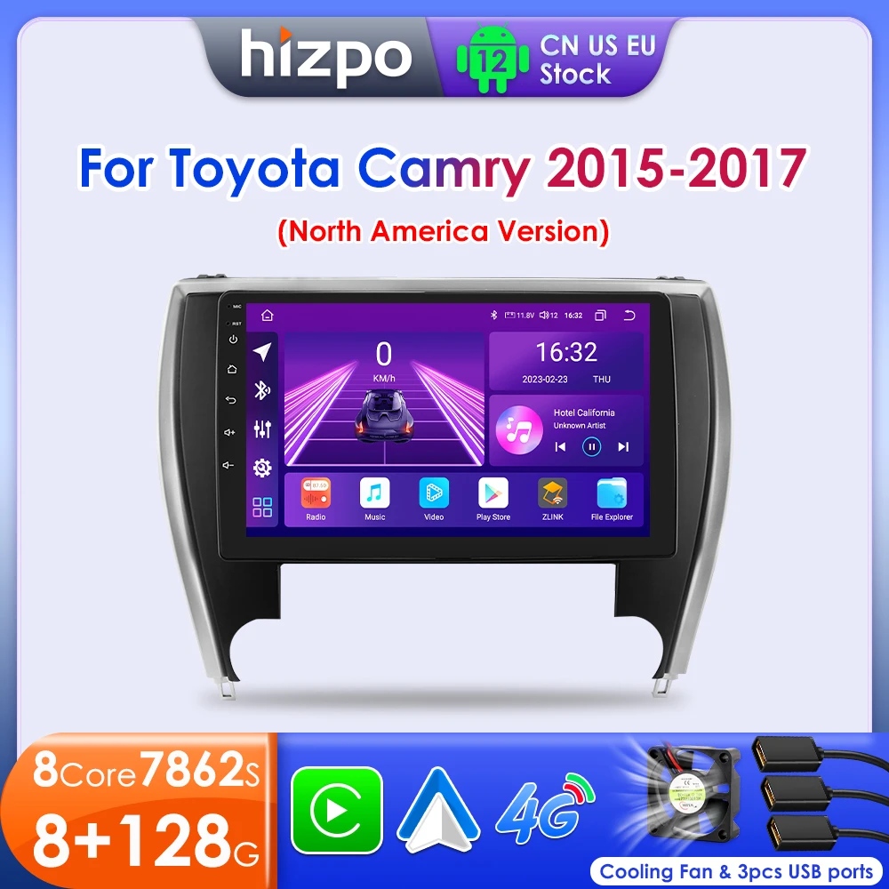 Hizpo Автомагнитола Android авто для Toyota Camry 2015-2017 Североамериканская версия Carplay мультимедийный видеоплеер Стерео GPS стерео