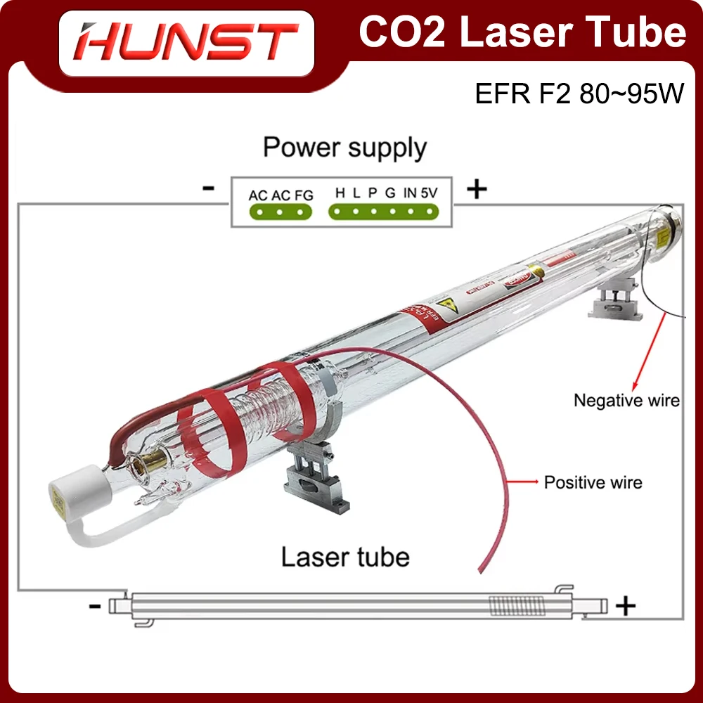 HUNST EFR 80W CO2 Laser Tube Diameter 80mm Length 1250mm Laser Tube Suitable For Engraving And Cutting Machine