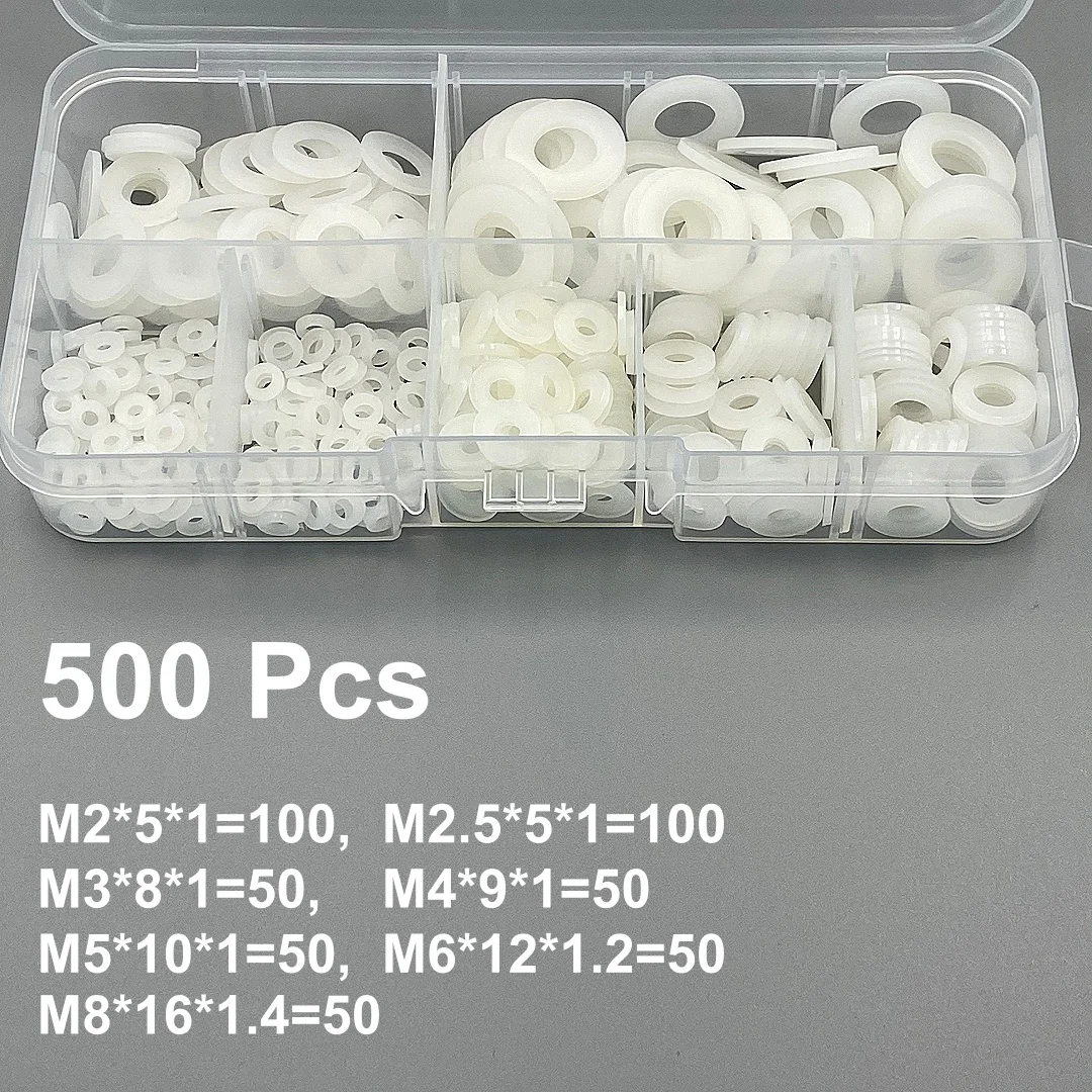 Versatile Nylon Washers - 500 Piece Set of White & Black Insulation Spacers