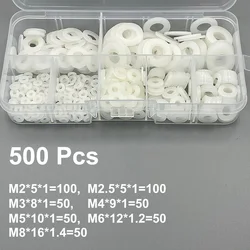 Versatile Nylon Washers - 500 Piece Set of White & Black Insulation Spacers (500 Pcs White)
