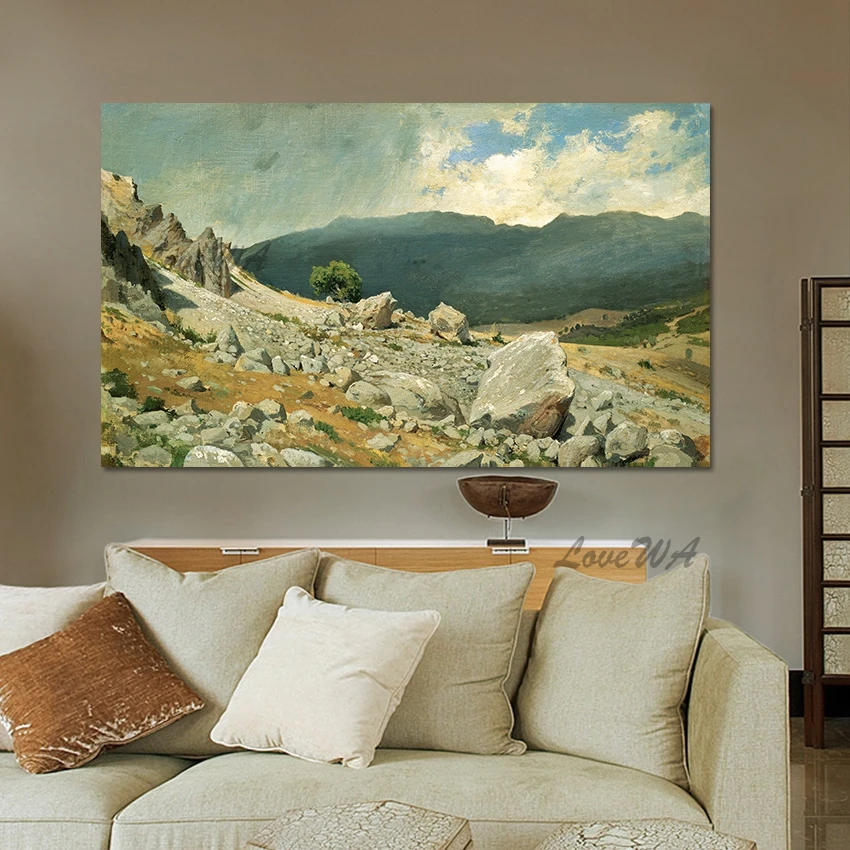 

Hotel Decor Large Mountain Landscape Oil Painting Artwork Classical Canvas Murals Realistic Scenery No Framed Wall Art Handmade