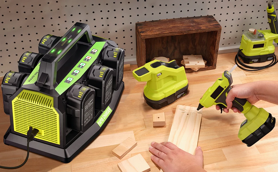 Battery Charger Station Compatible with Ryobi Battery 6-Ports Replacement Ryobi